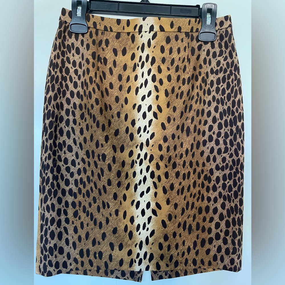 Michael Kors Cotton Pencil Straight Skirt Brown/Camel Animal Print NWOT